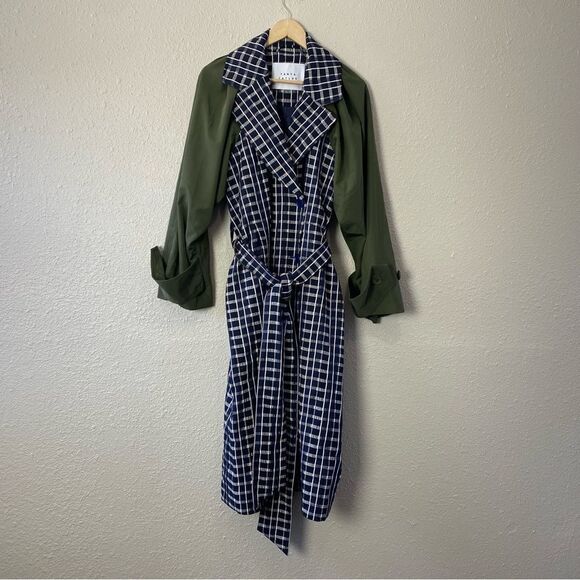 Tanya Taylor Lotta Contrast Combo Trench Coat - Picture 2 of 16